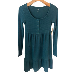 SO Sweater Dress Women's XS Dark Green Waffle Knit